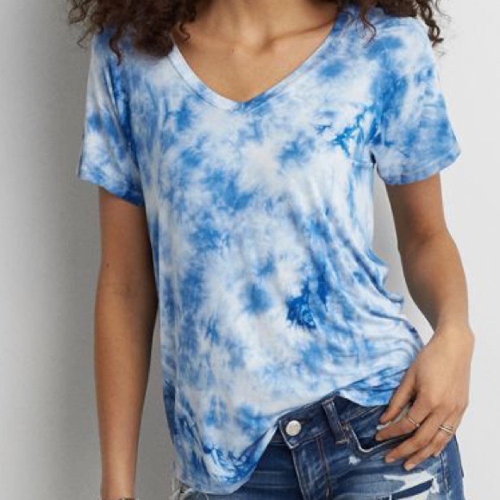 American Eagle Blue Tie Dye Tee